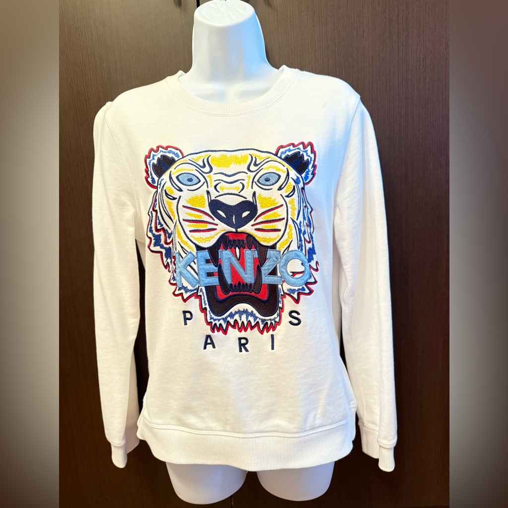 New Kenzo Paris White Tiger Sweatshirt Size L (Fits S-M)